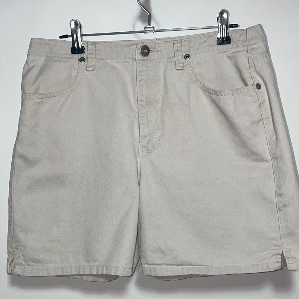 Tan Flat Front Shorts with Classic Design